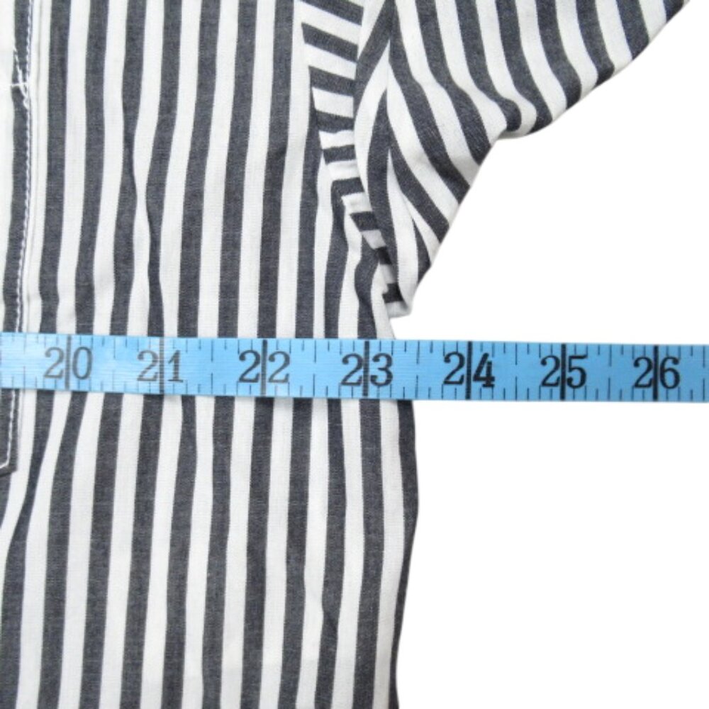 Anthropologie Maeve The Bennet Buttondown Shirt Anthracite Stripe 100% Cotton M - Picture 5 of 11